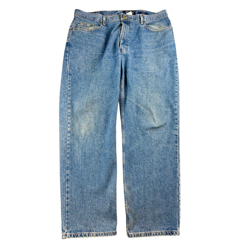 Vintage Eddie Bauer Loose Fit Jeans Men 40x32 Light Wash Blue Denim 100% Cotton